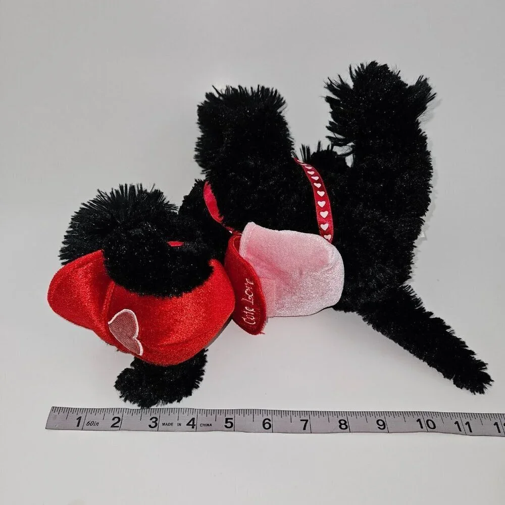 Black Puppy Dog Plush Valentine's Day Cute Love Backpack Scottie Toy Gift